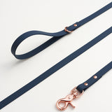 Biothane blue leash with carabiner made of rose gold - 15 mm
